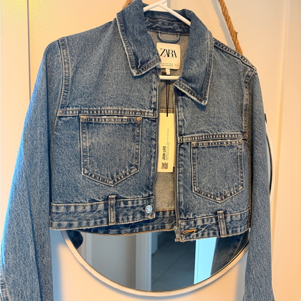 Zara Indigo Denim Cropped Jacket - Picture 1 of 1